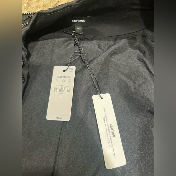 Express Beaded Black Crop Jacket Blazer Large - Picture 7 of 10